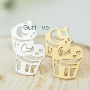 Cupcake Stud Earrings Minimalist Jewelry